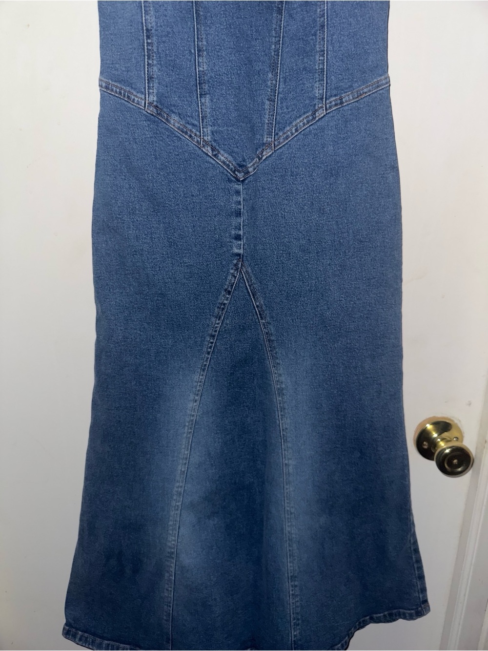 Women’s Cotton - Spandex Blue Denim Maxi dress